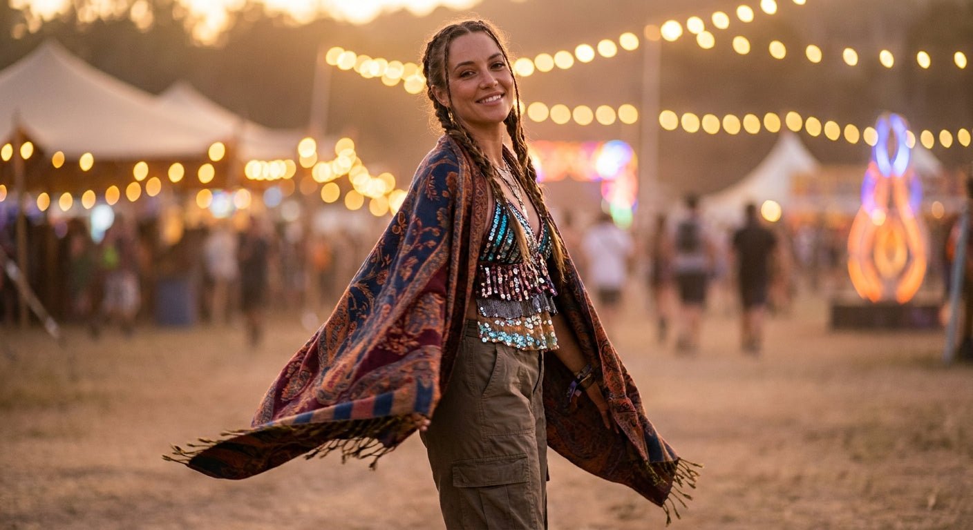 How to Wear a Festival Pashmina: The Cover-Up That Does Everything - ChillFit Rave