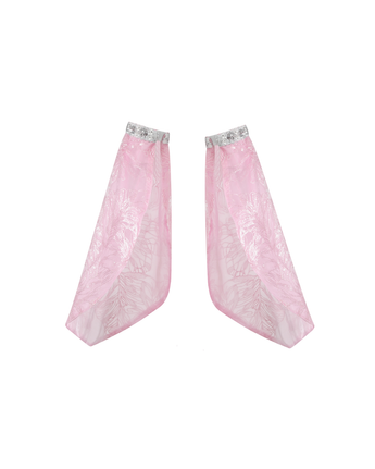 Selene-Pink-SLEEVES ONLY: Semi-transparent pink detachable flare sleeves with silver trim at the top, shown on a white background.