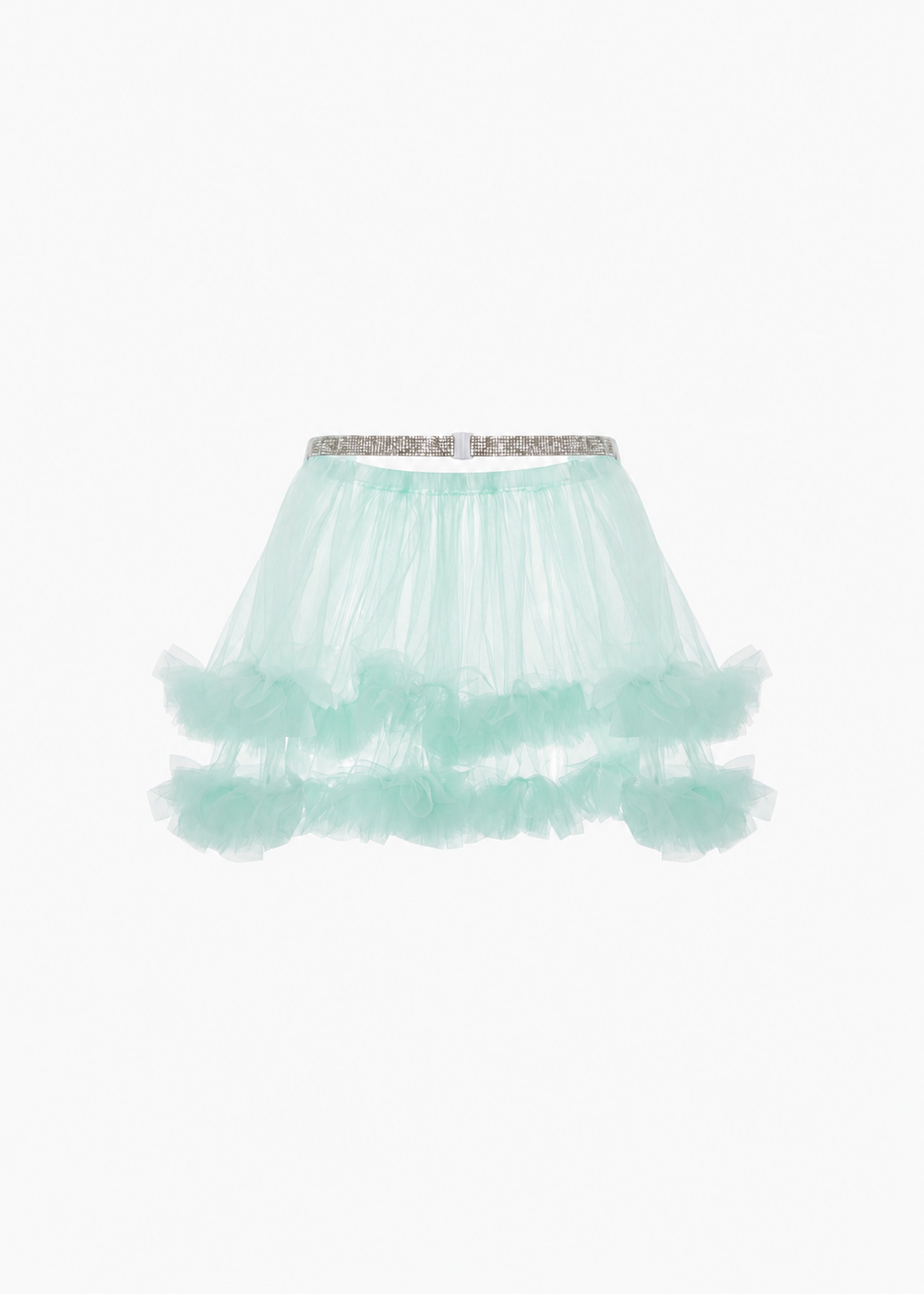 Plain Mesh Mini Skirt- Green