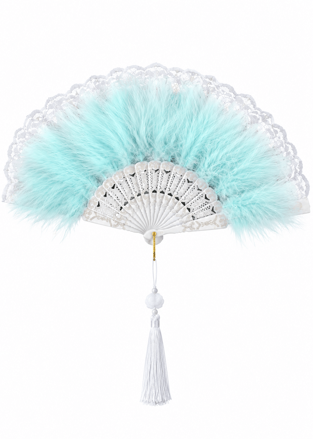Aqua Blue Feather Fan - ChillFit Rave