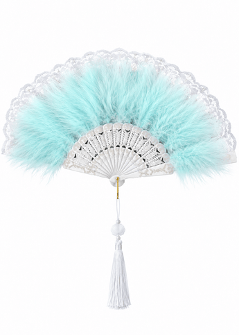 Aqua Blue Feather Fan - ChillFit Rave
