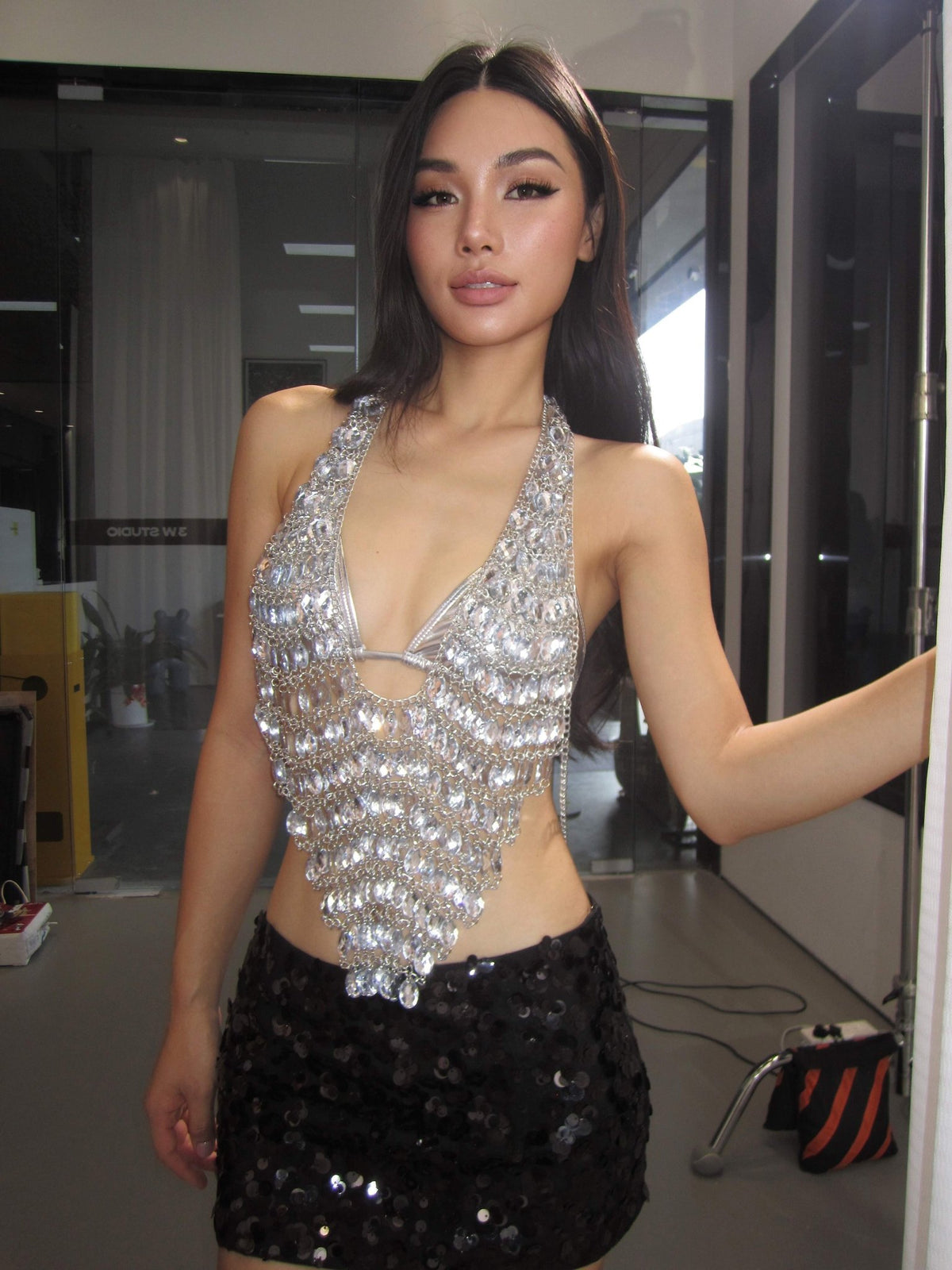 ASTRA- Silver Chain Top - ChillFit Rave