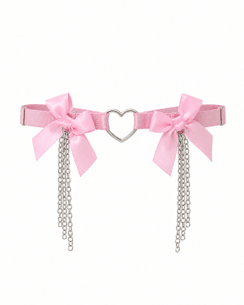 Bowties with Heart Ring Leg Garter- Pink - ChillFit Rave