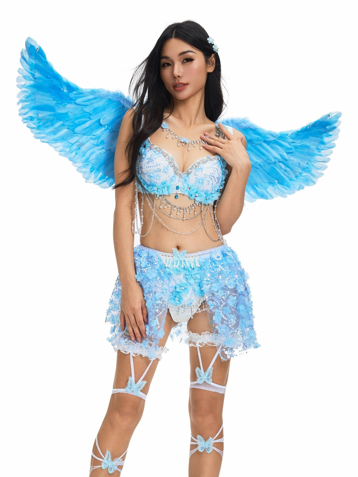 Butterfly Trap Blue- Thigh High - ChillFit Rave