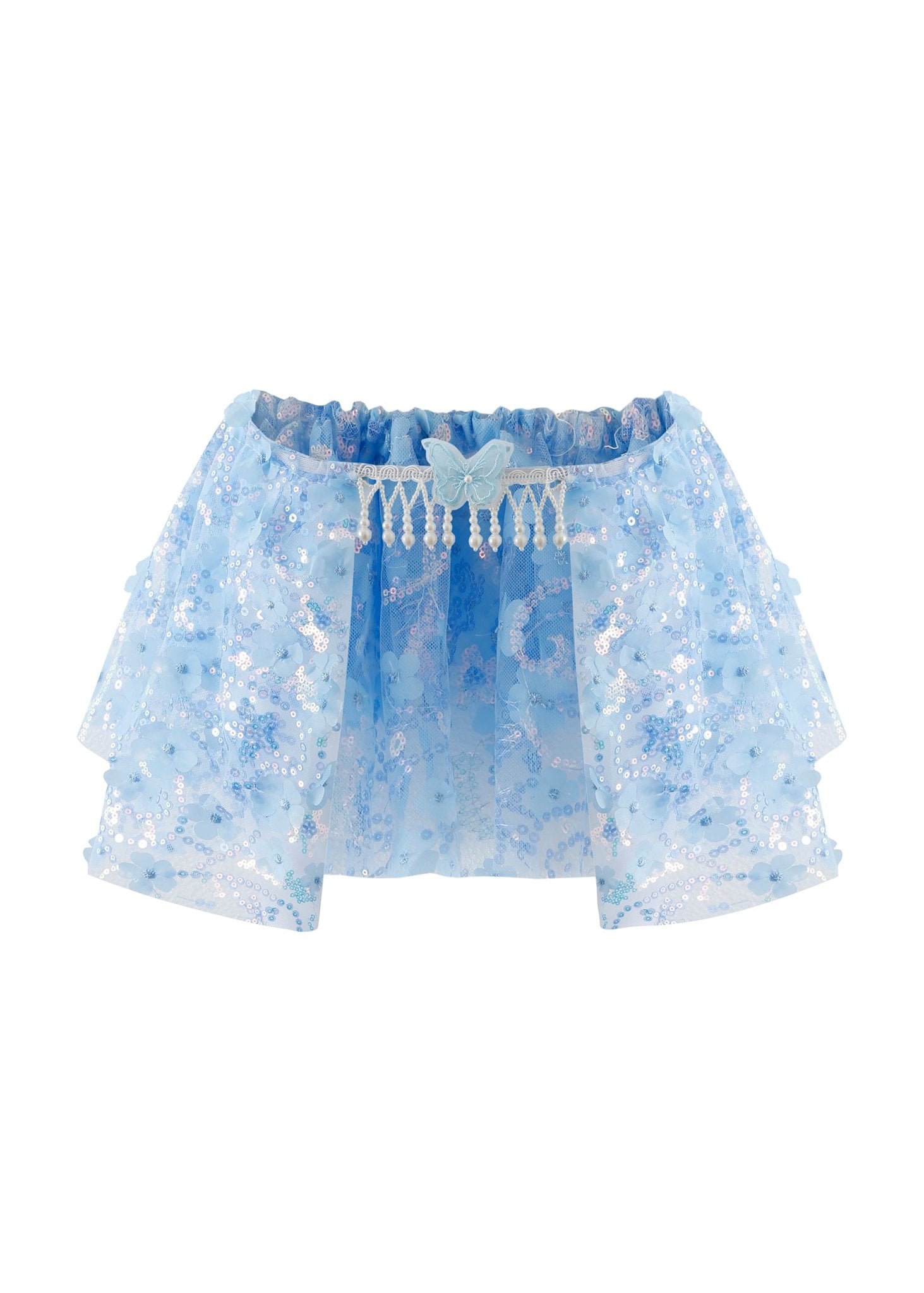 Floral Sequin Micro Skirt - Blue - ChillFit Rave