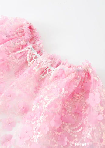 Floral Sequin Micro Skirt - Pink - ChillFit Rave