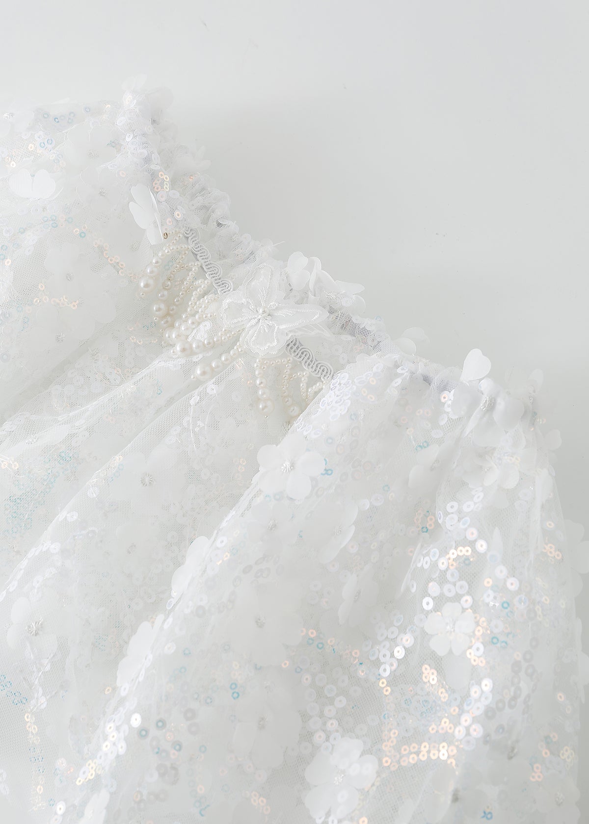 Floral Sequin Micro Skirt - White - ChillFit Rave