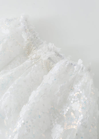 Floral Sequin Micro Skirt - White - ChillFit Rave
