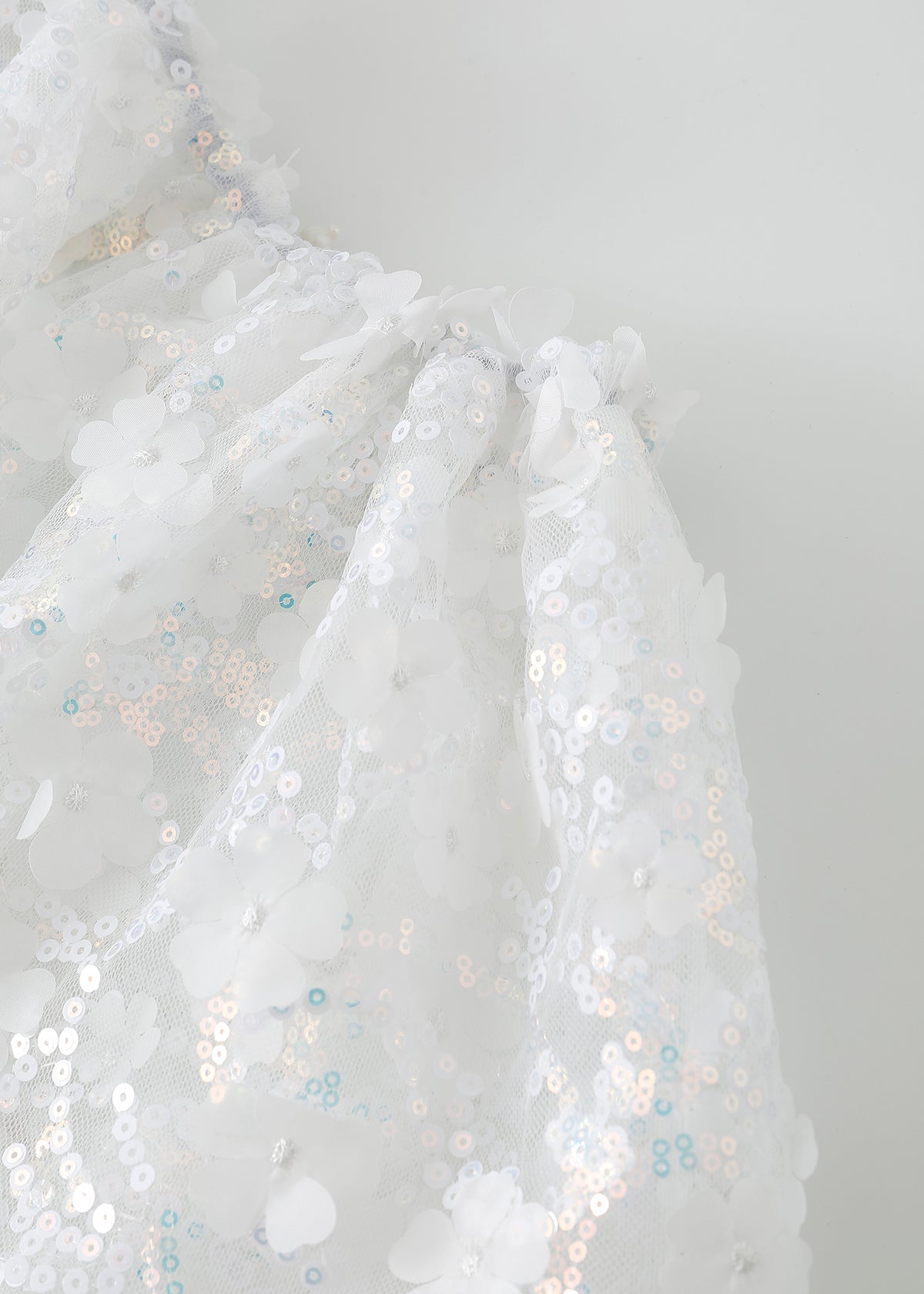 Floral Sequin Micro Skirt - White - ChillFit Rave