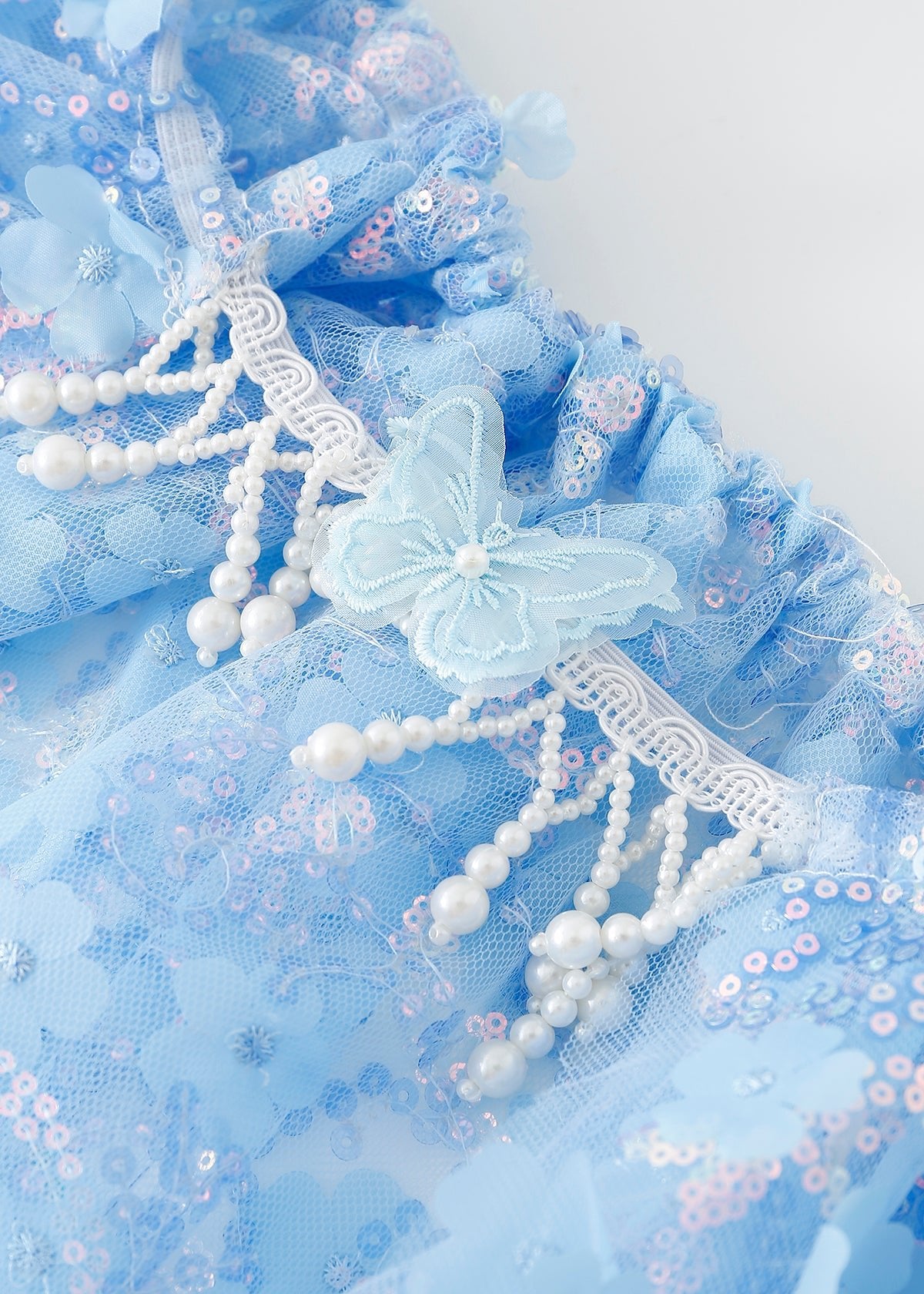 Floral Sequin Mini Skirt - Blue - ChillFit Rave