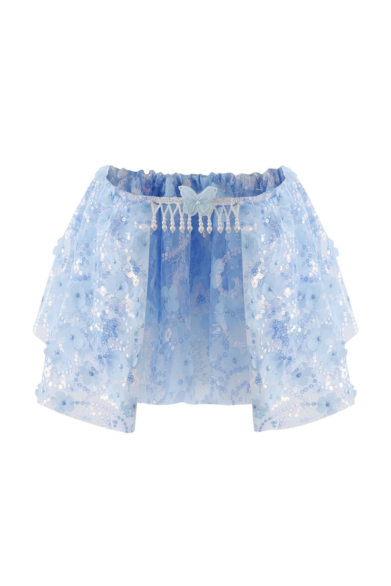 Floral Sequin Mini Skirt - Blue - ChillFit Rave