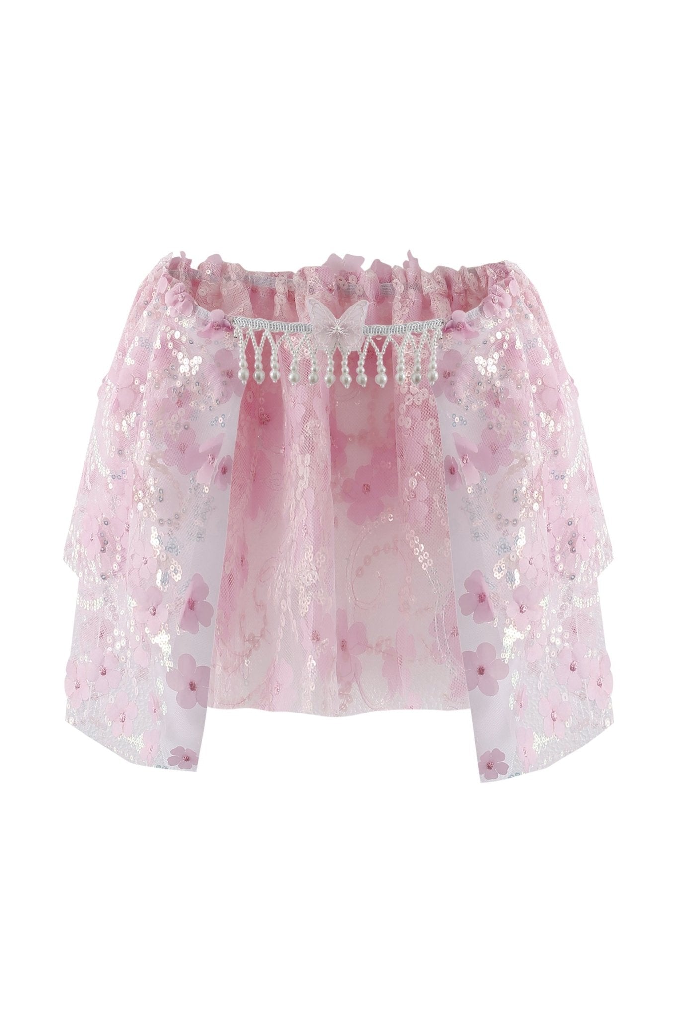 Floral Sequin Mini Skirt - Pink - ChillFit Rave