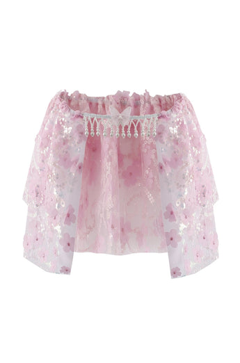 Floral Sequin Mini Skirt - Pink - ChillFit Rave