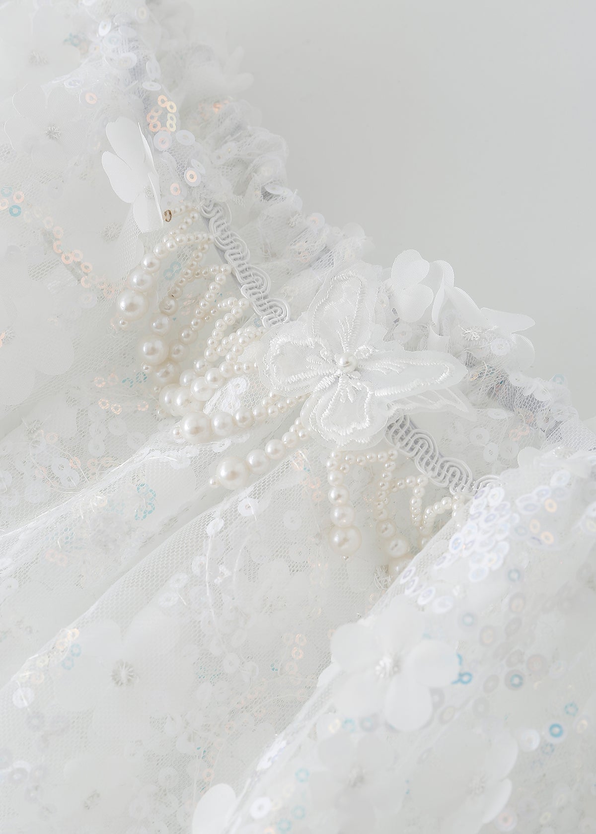 Floral Sequin Mini Skirt - White - ChillFit Rave