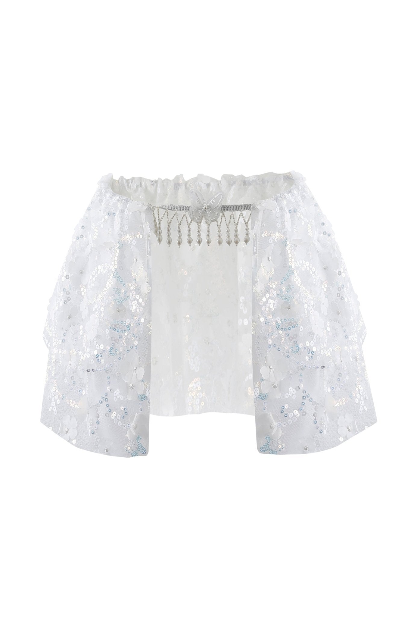 Floral Sequin Mini Skirt - White - ChillFit Rave
