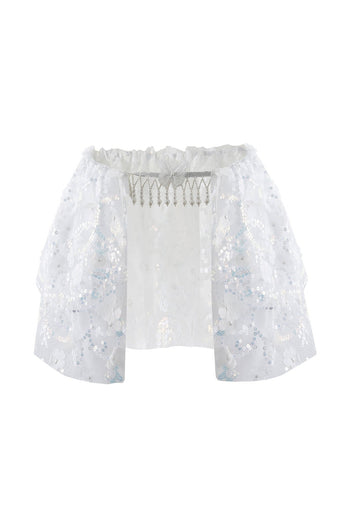 Floral Sequin Mini Skirt - White - ChillFit Rave