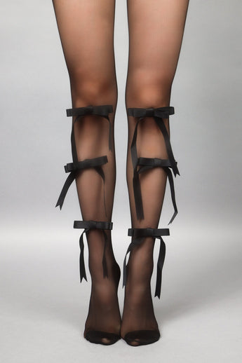 Hosiery - Silky Ribbon Black - Chill Fit Rave