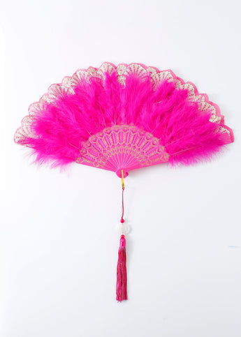 Hot Pink Feather Fan - ChillFit Rave