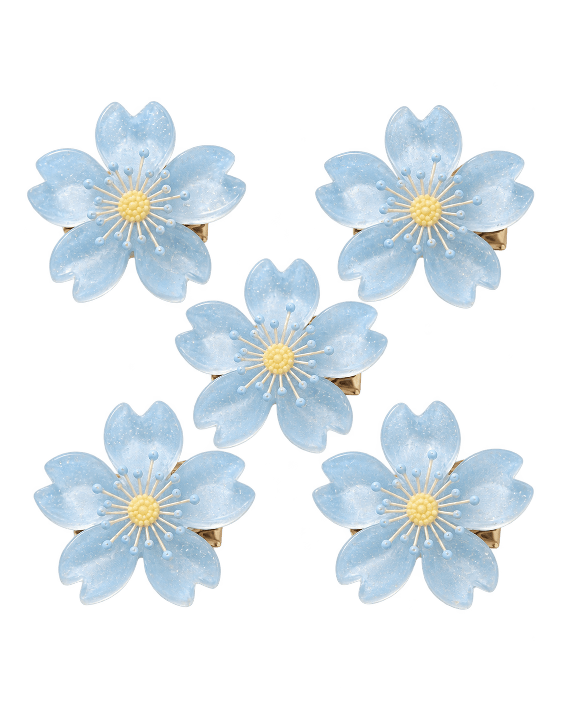 Mini Sakura Hair Clips- 5PCs Blue - ChillFit Rave