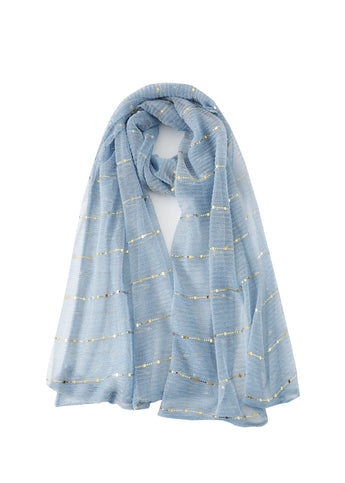 Pashmina - Baby Blue With Gold - Chill Fit Rave
