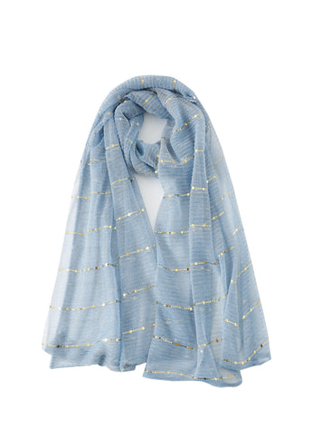 Pashmina - Baby Blue With Gold - Chill Fit Rave