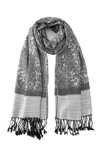 Pashmina - Charcoal Bloom Fringe - ChillFit Rave