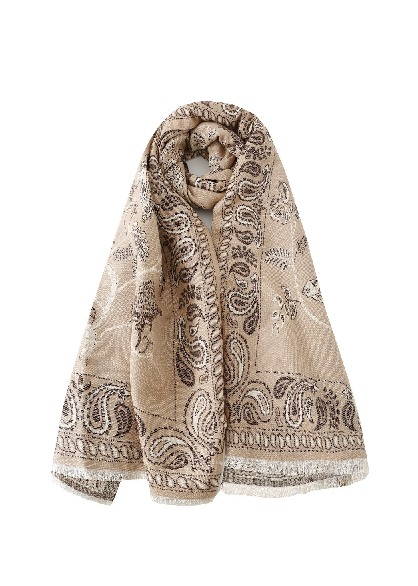 Pashmina - Cream Prints - Chill Fit Rave