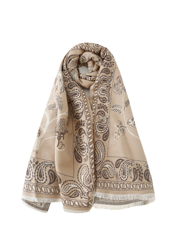 Pashmina - Cream Prints - Chill Fit Rave