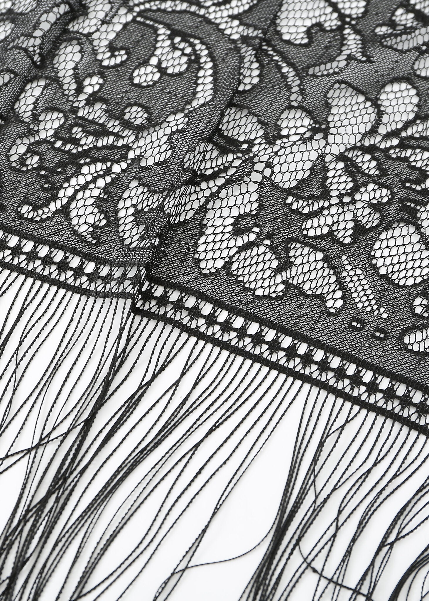 Pashmina - Fringed Black Lace - Chill Fit Rave