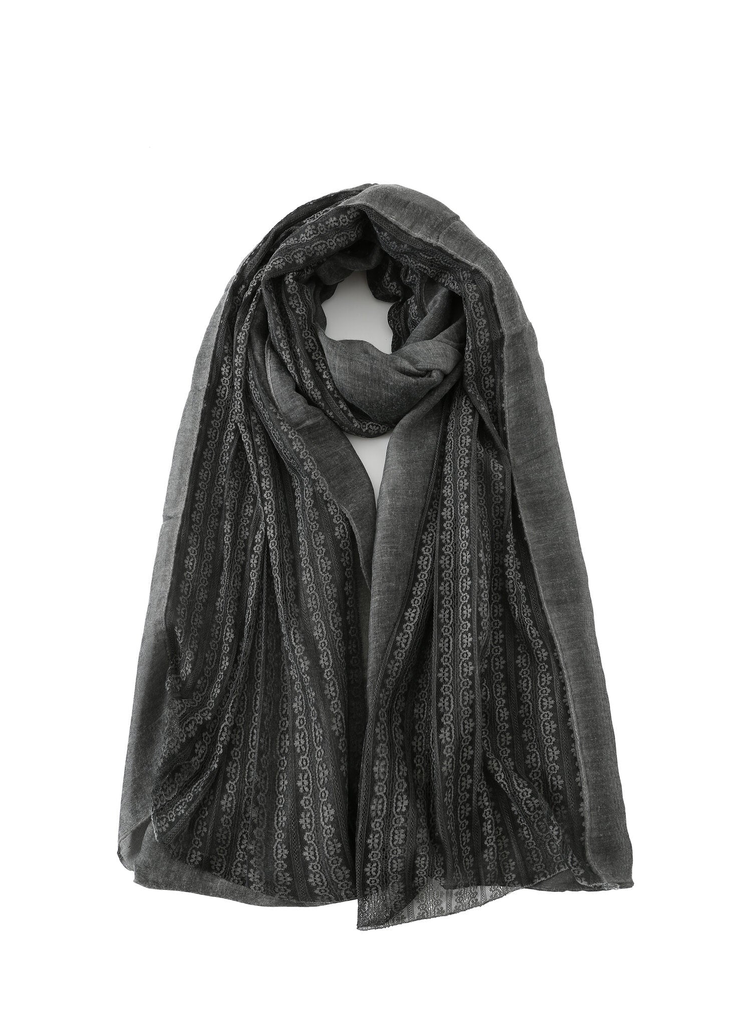 Pashmina - Fringed Gray Lace - Chill Fit Rave