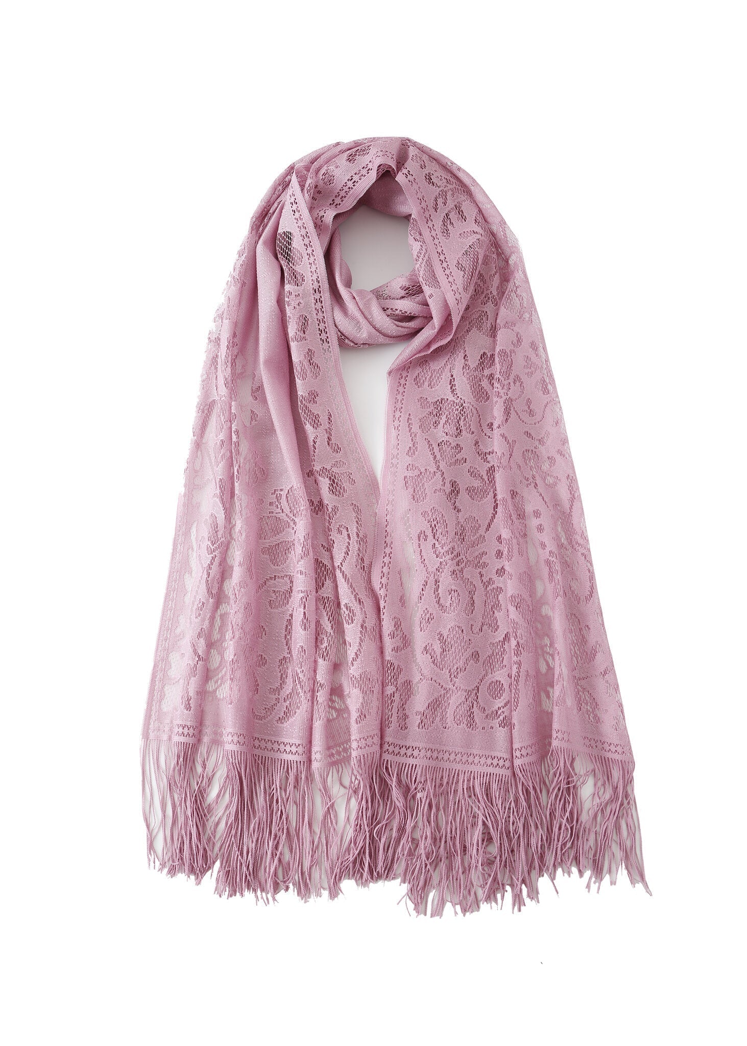 Pashmina - Fringed Peach Lace - Chill Fit Rave