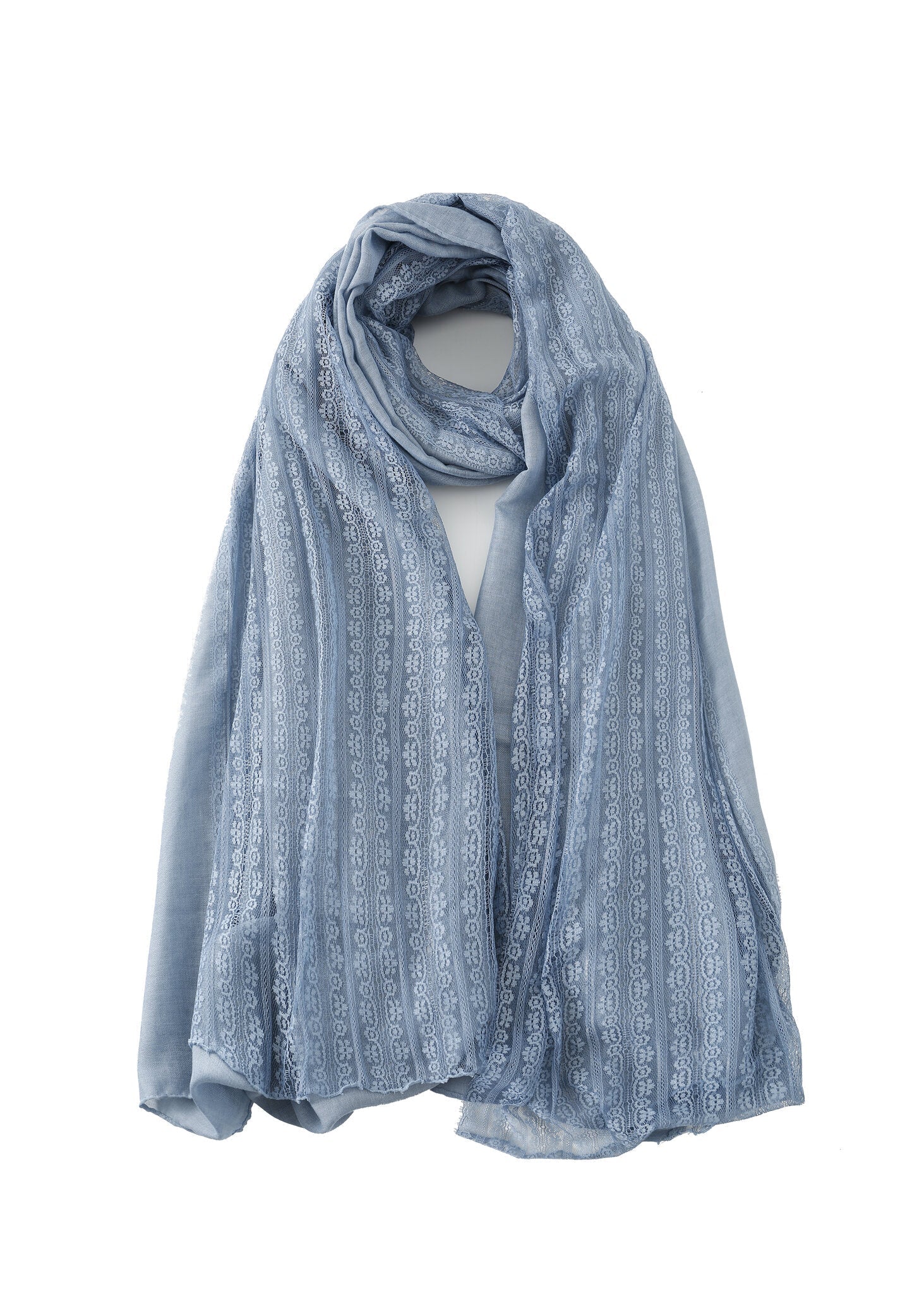 Pashmina - Fringed Sky Blue Lace - Chill Fit Rave
