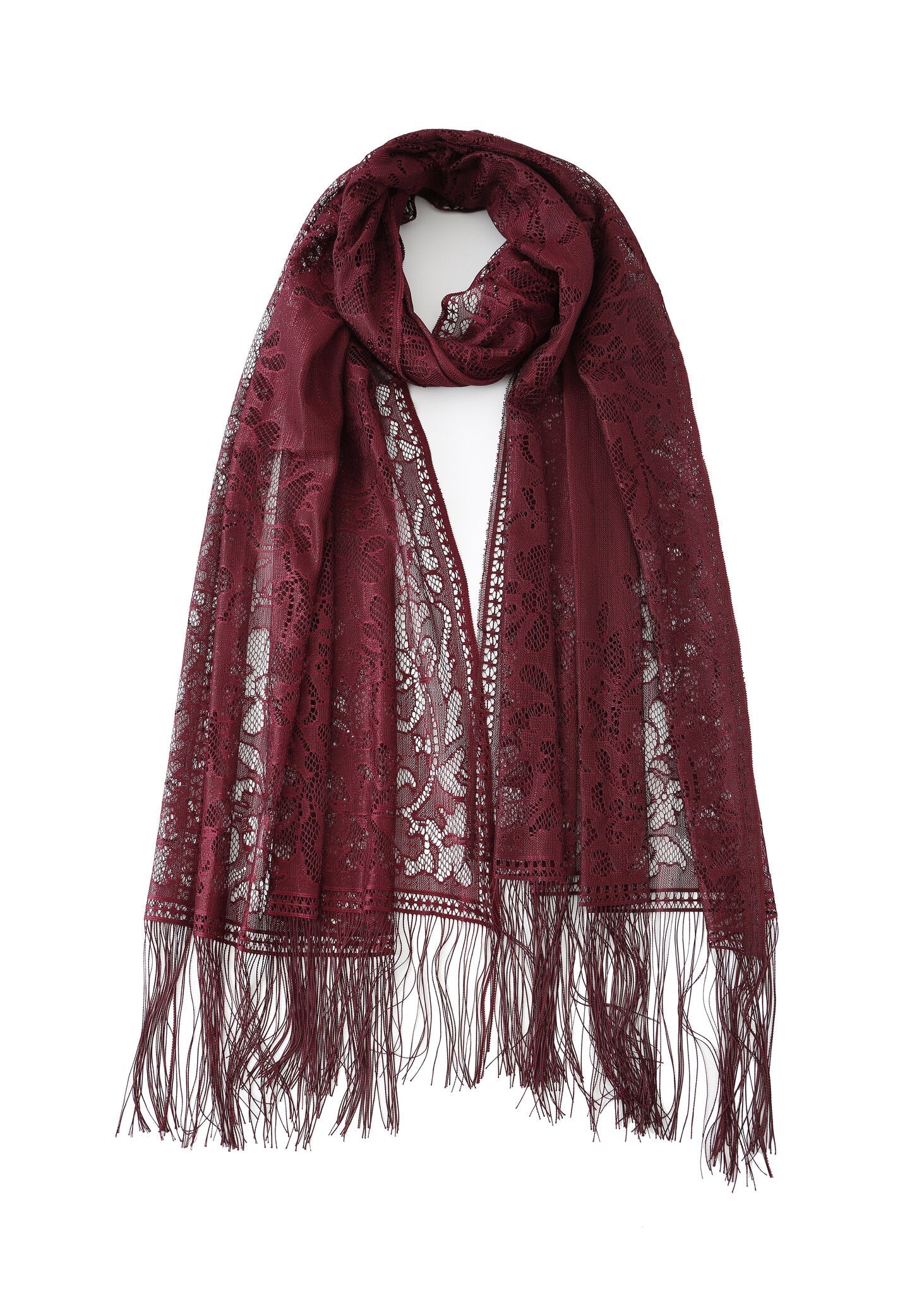 Pashmina - Fringed Wine Lace - Chill Fit Rave