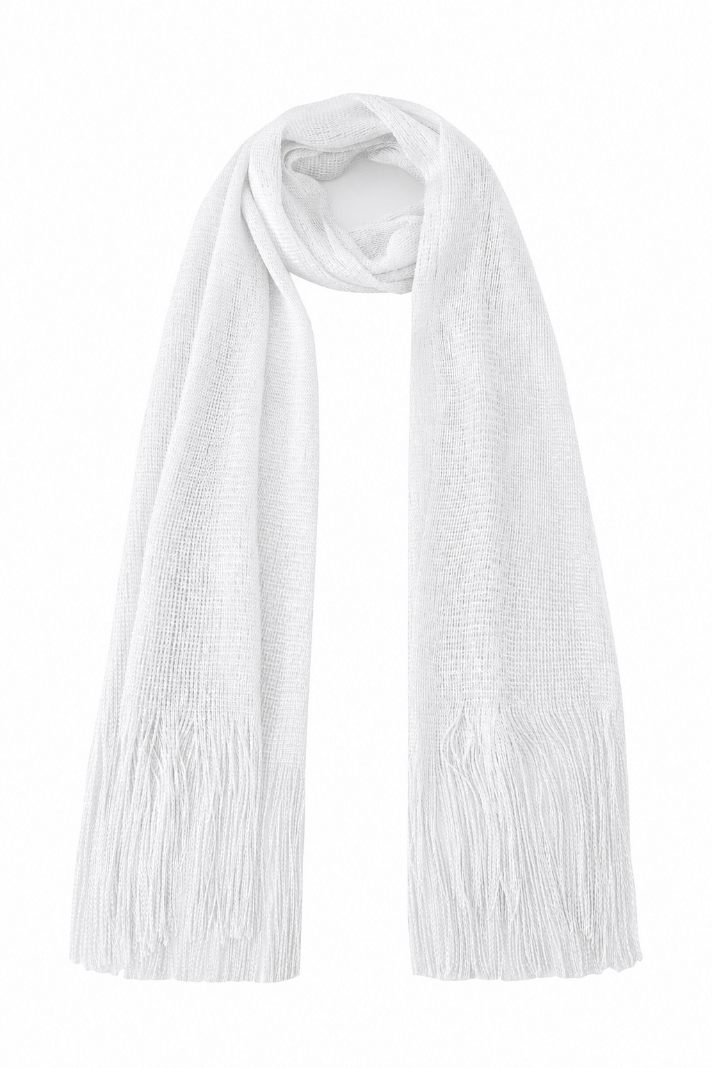 Pashmina-White Sheer Fringe - ChillFit Rave