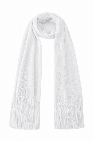 Pashmina-White Sheer Fringe