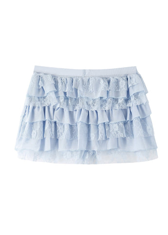 Petal Lace Mini Shorts - Blue - ChillFit Rave