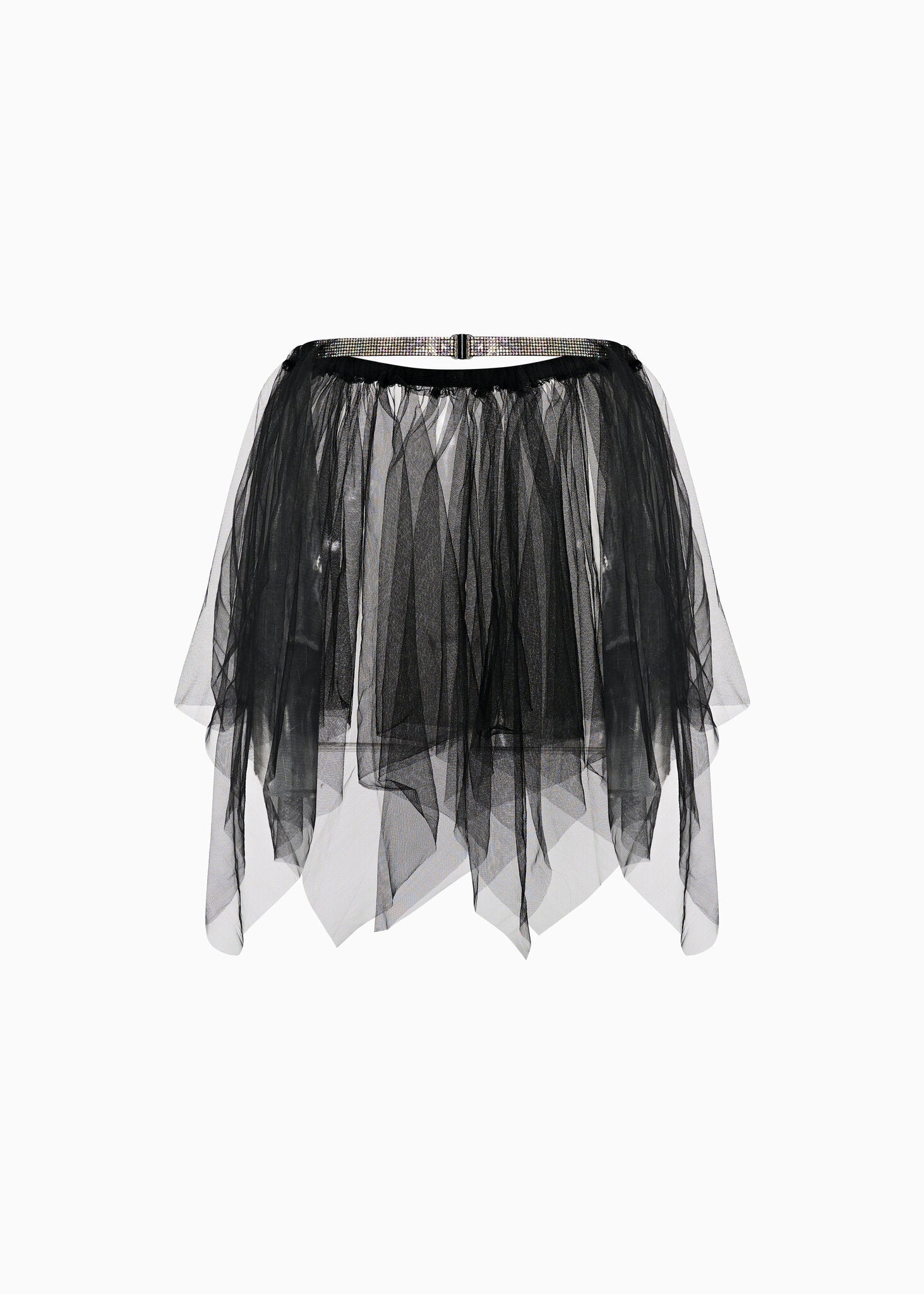 Plain Mesh Mid Length Skirt - Black - Chill Fit Rave