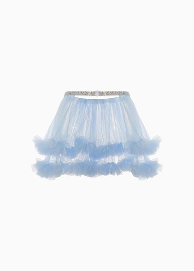 Plain Mesh Mini Skirt - Blue