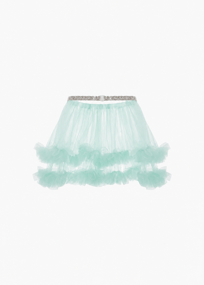 Plain Mesh Mini Skirt- Green