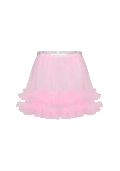 Plain Mesh Mini Skirt - Pink