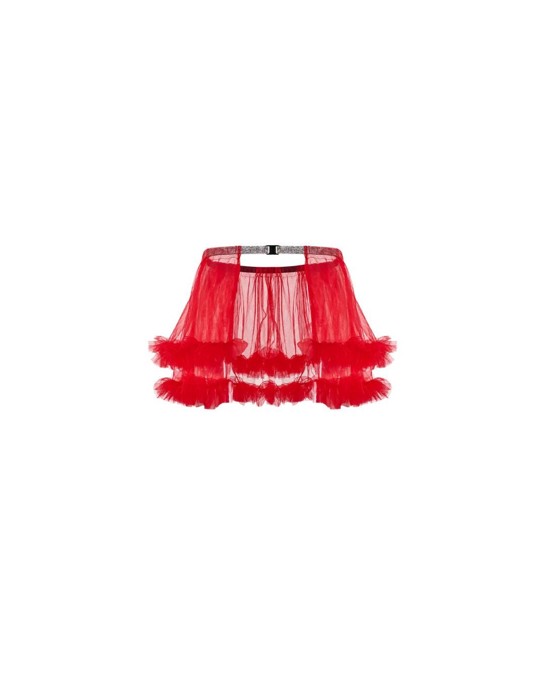 Plain Mesh Mini Skirt - Red - Chill Fit Rave