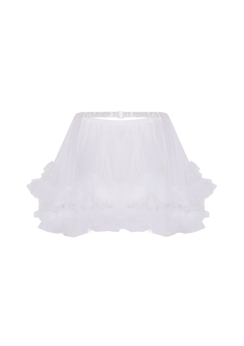 Plain Mesh Mini Skirt - White - Chill Fit Rave