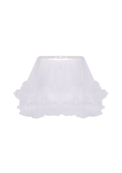 Plain Mesh Mini Skirt - White