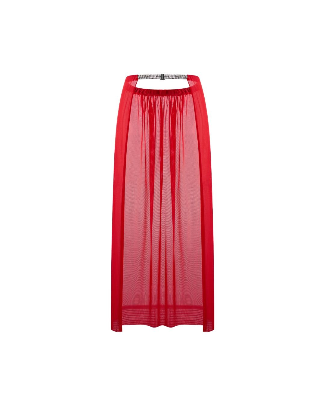Ultra Soft Mesh Long Skirt - Red - Chill Fit Rave